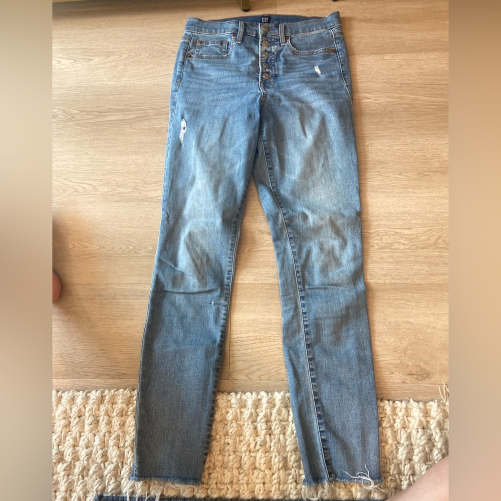 GAP Light Blue True Skinny Button-Fly Jeans 28